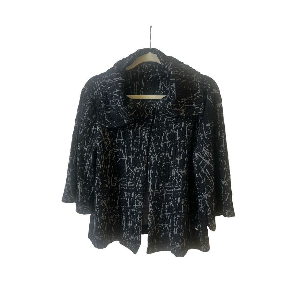 Sno Skins abstract print textured jacket black & gray sz Medium